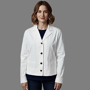Lauren Ralph Lauren White Cotton Embroidered Canvas Blazer Utility Jacket Sz 2X